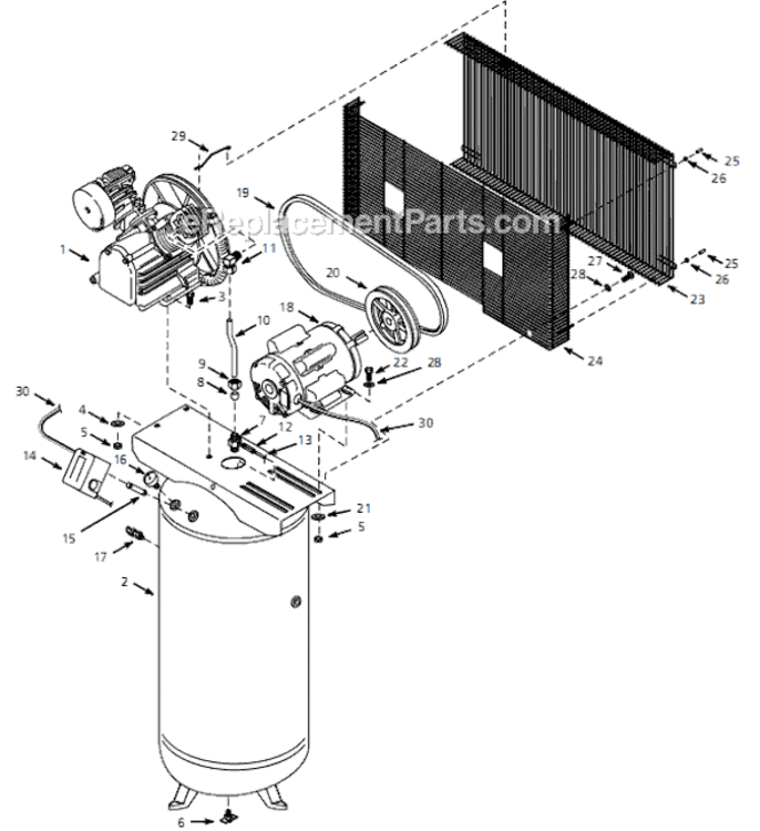 Page A Diagram and Parts List for HS4814 1999 Campbell Hausfeld Compressor